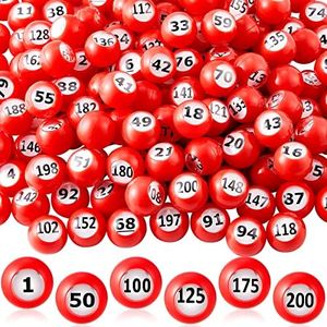 Liliful 200 Pcs Raffle Balls Numbers 1-200 Bingo Balls Only with Easy Read Window, Mini Number Bingo Balls Small Numbered Plastic Ball Games for Game Night, Lottery, Large Group Activities, Red