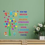 CVANU You're Braver Than You Thank You Think Colorful, Positive, Motivation Quotes Wall Decal for Kids Classroom and Bedroom Decoration Sticker(90CM X 90CM) PVC Vinly