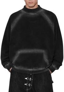 Aelfric Eden Mock Neck Sweatshirt Acid Wash Gradient Black Medium