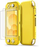 tomtoc Protective Case for Nintendo Switch Lite with [2PCS] Screen Protector, Premium Liquid Silicone Back Cover, Shockproof and Anti-Scratch Hard Shell for Switch Lite Console 2019, Yellow