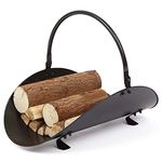 Fireplace Log Holder - Firewood Indoor Outdoor - Fire Wood Cradle Basket Container - Metal Ash Log Tools Bucket - H 38 x W 40 x D 48 cm - Black