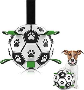 Dog Ropes Toys Soccer Ball with Grab Tabs, Interactive Dog Toys for Tug of War, Puppy Birthday Gifts, Dog Tug Toy, Dog Water Toy, Durable Dog Balls for Medium & Large Dogs (Large)