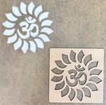 Om Rangoli Colors Stencils Template Set (Wooden MDF) for Floor Puja Room Door Entrance Home Margashirsha Makar Sankranti Haldi Kumkum Diwali Festival Decoration (Om Small Size 4x4 inch)