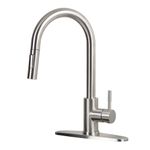 HOTTIST Brushed Nickel Kitchen Faucet with Pull Down Sprayer, 360 Degree Swivel High Arc Single Handle Kitchen Sink Faucet