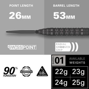 Target Bolide Void 90% Tungsten Darts, 23g – Precision Steel Tip