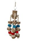 KSK 14'' Parrot Chewing Toy Bird Bite Toy with Colorful Wood Beads, Multicolored Natural Wooden Block Cage Toys for Macaw African Grey Cockatoo Parakeets (Larg)