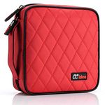 40 Capacity CD or DVD Case Holder Portable Wallet Disc Storage Binder Nylon CD Bag for Car, Home, Office and Travel Carrying Protector Organizer (Red)