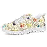 Showudesigns Music Print Women's Sneakers Running Sport Shoes for Teen Girls School Training Jogging Flats Go Easy Walking Size 8