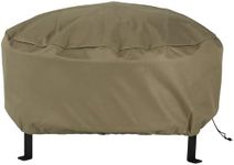 Sunnydaze Round Outdoor Fire Pit Cover - Heavy-Duty 300D Polyester and PVC with Drawstring Closure - Khaki - 36-Inch