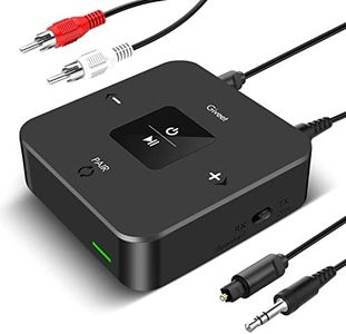 Giveet Bluetooth Transmitter Receiver for TV to Headphones, 2-in-1 Bluetooth V5.0 Adapter w/Volume Control, Optical RCA AUX for PC/DVD/MP3/Home Theater, 25Hrs Playtime, Pairs 2 Devices Simultaneously