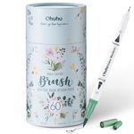 Ohuhu Markers for Adult Coloring Books No Bleeding 60 Colors Coloring Marker Water-based Dual Tips Fineliner & Brush Drawing Pens Art Markers for Kids Adults Sketch Journal - Maui - White