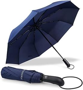 Hannstar Windproof Travel Umbrella - Compact, Lightweight, Auto Opne/Close, Strong and Portable - Wind Resistant, Small Folding Backpack Umbrella - Men and Women