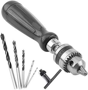 YYGJ Manual Hand Drill Tool Set Hand Tool Pin Vises Woodworking Precision DIY Model Jewelry Walnut Amber Beads Plastic with Chuck Key & Twist Drill Bits (7pcs)