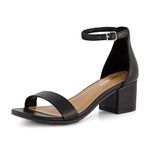 CUSHIONAIRE Women's Alba one band mid block heel sandal +Memory Foam, Wide Widths Available, Black, 8 Wide