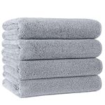 Polyte Microfiber Quick Dry Lint Free Bath Towel, 57 x 30 in, Pack of 4 (Gray)