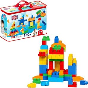 MEGA BLOKS First Builders Toddler Blocks Toys Set, Deluxe Building Bag with 150 Pieces and Storage, Creative Open-Ended Play, Blue, Ages 1+ Years (Amazon Exclusive)