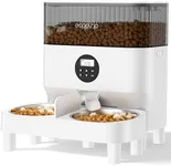 Espelho Elevated Automatic Cat Feeders for 2 Cats, 5L Timed Cat Food Dispenser with 2-Way Splitter & 2 Stainless Steel Bowls Programmable Pet Feeder for Cats & Dogs 10S Voice Recorder