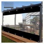 Outdoor Waterproof Tarp Curtains, Garden Pergola Patio Porch Gazebo Transparent Tarpaulin Side Panels, PVC Weatherproof Black Clear Tarpaulin, Partition Curtains ( Color : WxH , Size : 160x230cm(5.2*7