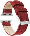 BARTON WATCH BANDS - Vintage Crimson Red Top Grain Leather Watch Bands Compatible with Apple Watch Models - 1, 2, 3, 4, 5, 6, 7, 8, 9, 10, SE, Ultra & Ultra 2 - (42mm/44mm/45mm/49mm)