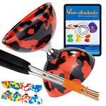 Juggle Dream Jester Diabolo Set - Bearing Axle Professional Diabolo with Aluminium Handsticks and Online Learning Video - Juggling Toy (Red/Black)