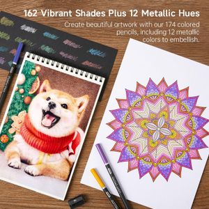Shuttle Art 174-Count Colouring Pencils Set – Vibrant Artist Colours