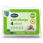 Silentnight Anti Allergy Firm Pillows 4 Pack – Firm Support Pillows with Fibre Core Ideal for Side Sleepers and Neck and Shoulder Pain Relief – Hypoallergenic – Pack of 4, White