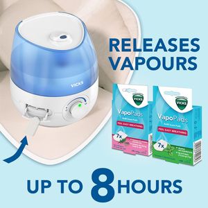 Vicks Mini Cool Mist Ultrasonic Humidifier – Compact, Quiet, 15m² Rooms