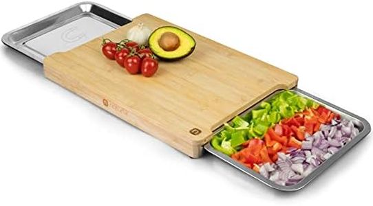 naturlik tabla de cortar con contenedores magnéticos - Práctico complemento de cocina - Tabla cortar con recipientes de bambú - Tabla cortar cajon de madera
