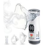 Dr Excel - Portable Mesh Nebulizer | LED Interface and Auto-Cleaning | 2 Masks, 1 Mouth piece and 2 Cells Included | Travel Nebuliser | 2 Speed Modes | Silent and Portable | Smart Digital Display & Timer | Perfect for Travel and Home Use | 12 months Warranty