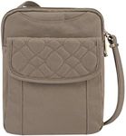 Travelon Women's Anti-theft Signature Quilted Slim Pouch Shoulder Bag for Travel, One Size, sand colour, standard size, Anti-theft signature quilted slim pocket