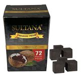 Sultana Premium Coconut Shell Charcoal for Hookah. Shisha, Incense - 72 Pieces