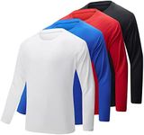 BALENNZ Long Sleeve Tee Shirts for Men - Moisture Wicking Dry Fit Long Sleeve Shirts UV Sun Protection T-Shirts for Running, F Black, Red, Blue, White, Large