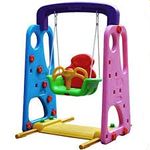 Little Fingers Baby Strong & Sturdy Swing with Basketball Hoop Children Indoor Home Kindergarten Playground Kids (Colorful Swing)