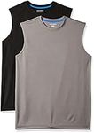 Amazon Essentials Men's 2-Pack Performance Tech Muscle Tank, Black/Dark Grey, Medium