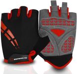 WESTWOOD FOX Cycling Gloves for Men Women,Half Finger Unisex Gel Padded Anti-Slip Mountain Bike Gloves, Breathable Shock Absorption Grip Palm Bicycle Summer Riding MTB Bike Gloves (RED, L)