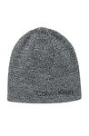 Calvin Klein Men's Reversible Beanie, Black and Grey Marl, One Size