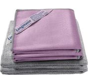 Longmann Window Cleaning Cloth, Glass Cloth, Cleaning Cloth, Streaks Schatches Free (Purple 2 Pack, Grey 2 Pack)