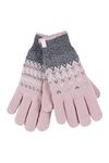 HEAT HOLDERS - Ladies Cute Striped Fairisle Warm Knitted Fleece Lined Winter Thermal Gloves (M/L, Coral (Trondheim))