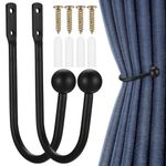 XxinXrongMetal Curtain Holdbacks, 2 Pcs Curtain Drapery Holdbacks, Curtain Tieback Hooks, Wall Mounted Window Curtain Holder Hooks, Drapery Holdbacks for Fixed Curtain or Hanging Items