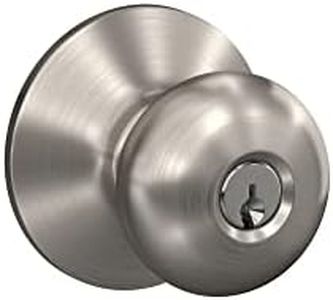 Schlage F51A PLY 619 Plymouth Door Knob, Keyed Entry Lock, Satin Nickel