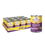 Wellness Canned Dog Food for Adult Dogs, Chicken Stew with Peas and Carrots, 12-Pack of 12-1/2-Ounce Cans