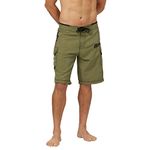 Maui Rippers Men's Board Shorts - Octo Tako | Triple Stitch Quick Dry Men's Swim Trunks Black - Green - 32A