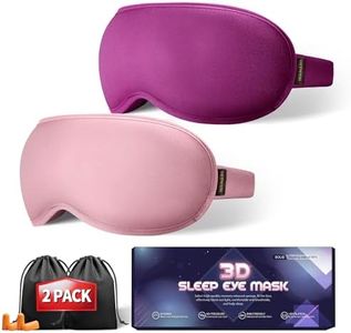 Weighted Sleep Mask 2 Pack - 3D Contoured Eye Masks for Sleep, Best Blackout Sleep Masks for Women Men, Eye Mask for Travel, Meditation, Airplane, Memory Foam, Adjustable Strap, Pink, Purple