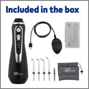 Waterpik Cordless Water Flosser – Black, Portable Oral Irrigator