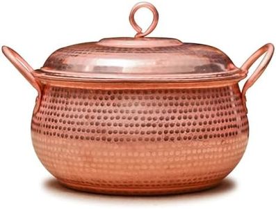 CVQWRJH Handcrafted Pure Copper Cooking Pot, Copper Kitchen Cookware with Lid Purple Copper Soup Pot and Pan for Induction Cooker Camping Restaurant,28CM