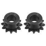 uxcell #25 Chain Roller Sprocket, 10mm Bore 1/4" Pitch 12 Tooth Single Strand Chain Sprocket, C45 Carbon Steel 25 Roller Chain Sprocket with Set Screws for ISO 04C Chain, 2Pcs