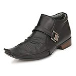 HITZ Black Leather Zip-Closure Boots for Men