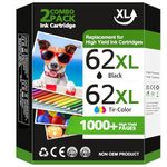 62 XL 62XL Ink Cartridges Black and Colour Multipack Replacement for HP 62 Ink Cartridges Twin Pack for HP Envy 5540 5541 5544 5546 5644 5541 5640 5646 5542 OfficeJet 200 250 5740 5742 (2-Pack)