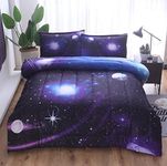 Wowelife Galaxy Comforter Set - Full 5 Piece Bedding Set in Blue with 3D Galaxy Pattern for Boys and Girls, Includes Comforter, Flat Sheet, Fitted Sheet and 2 Pillowcases