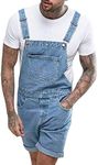 Runcati Mens Denim Shorts Bib Overa